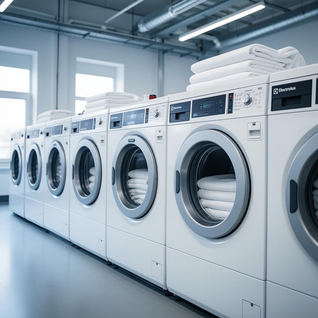 Profesionalni pralni stroji Electrolux v pralnici